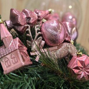 Dusty Rose Shatterproof Christmas Tree Trimming Ornaments - 15 Piece Set